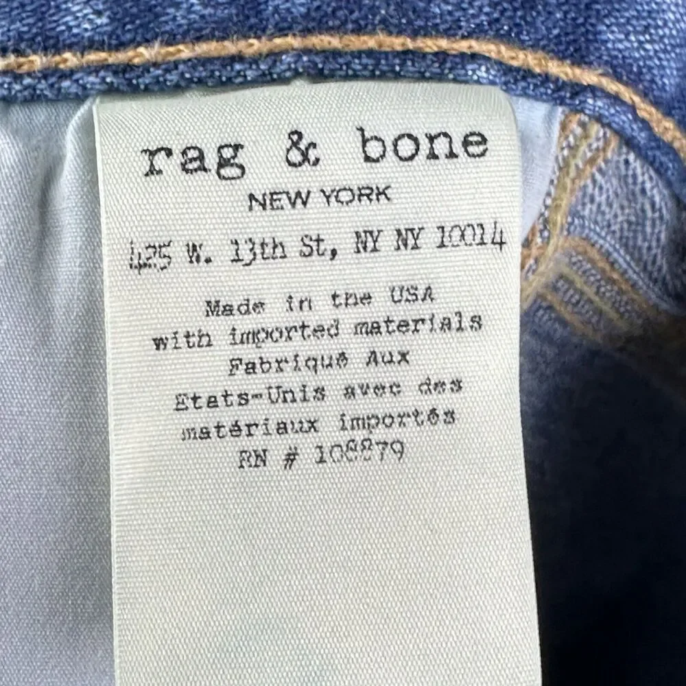 Rag & Bone Jean Shorts Womens 25 Blue Med Wash Cut Off Raw Hem Snap Button Fly